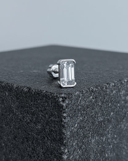 rectangular shape CZ piercing flat-back earring.