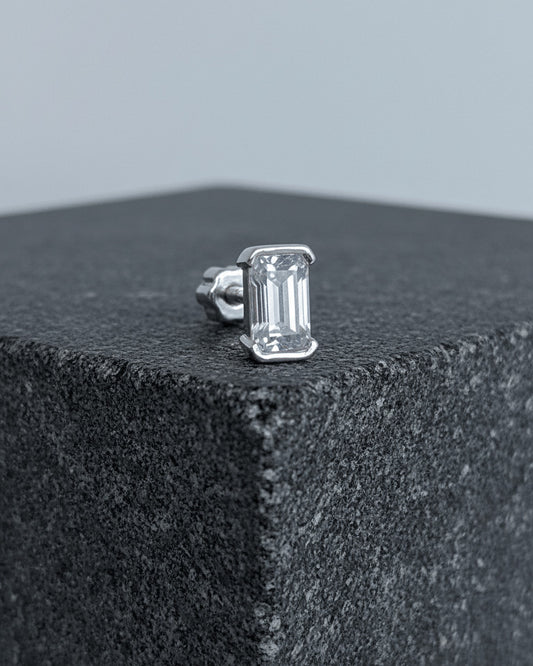 rectangular shape CZ piercing flat-back earring.