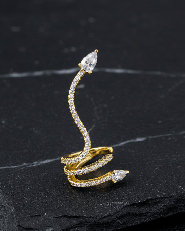 snake shape climber style earring and cuff earring.