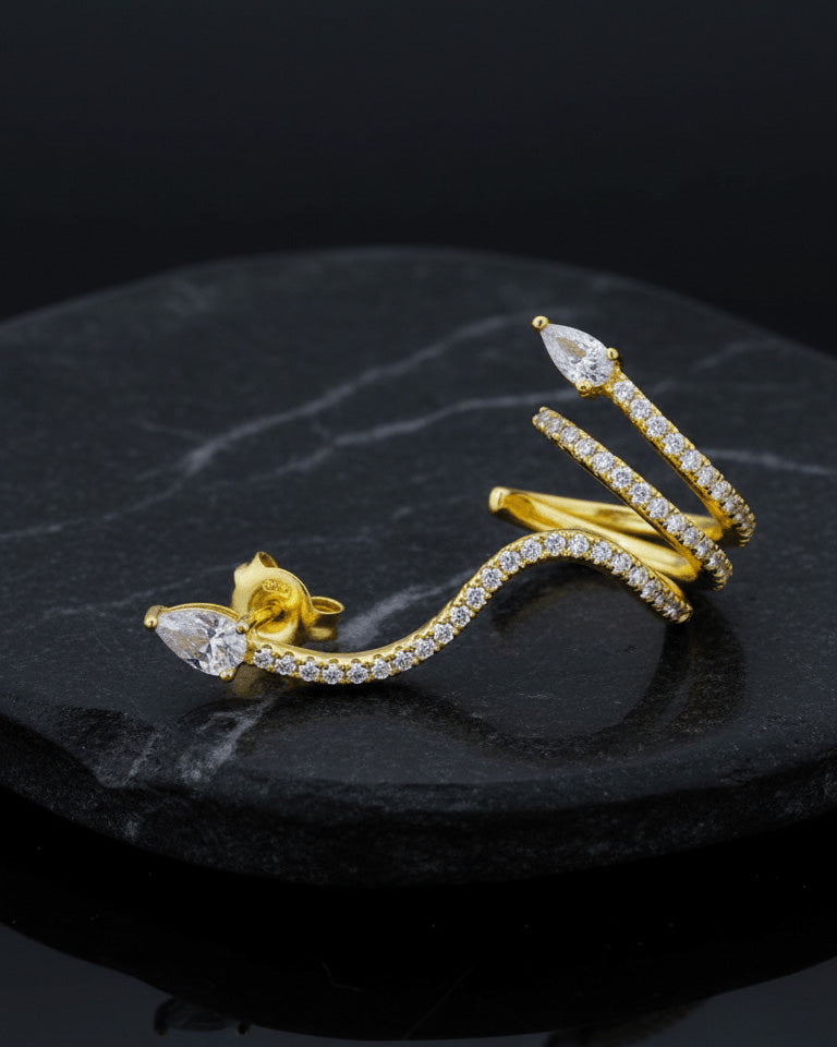 snake shape climber style earring and cuff earring.