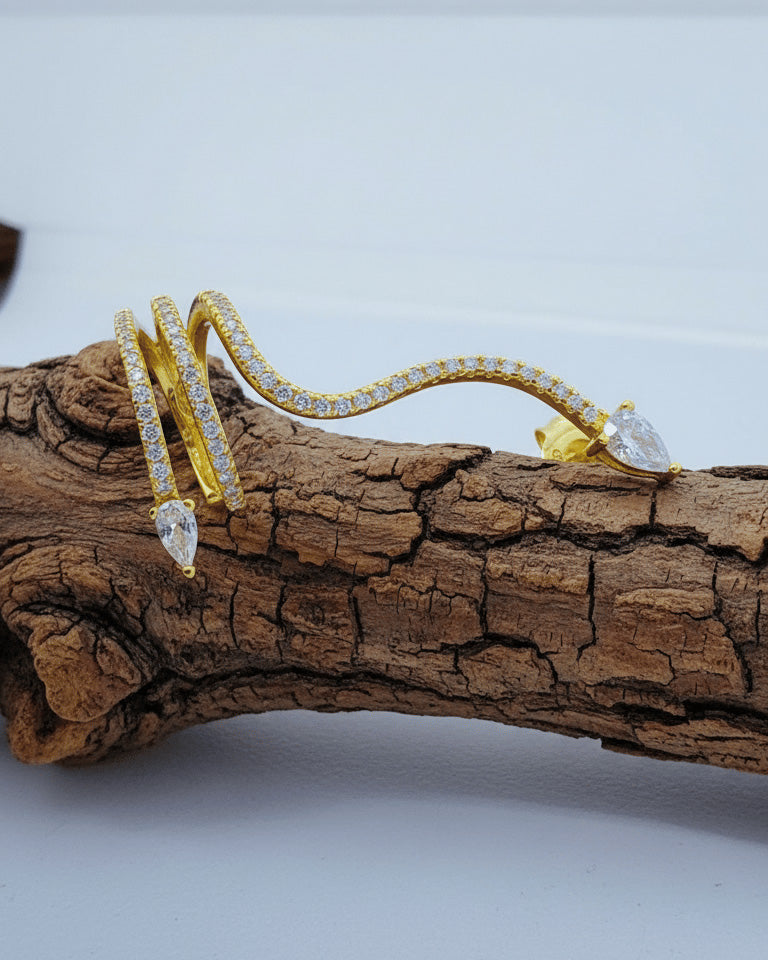 snake shape climber style earring and cuff earring.