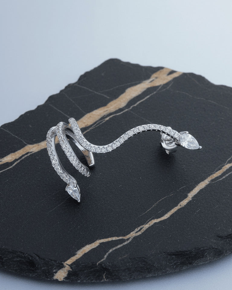 snake shape climber style earring and cuff earring.