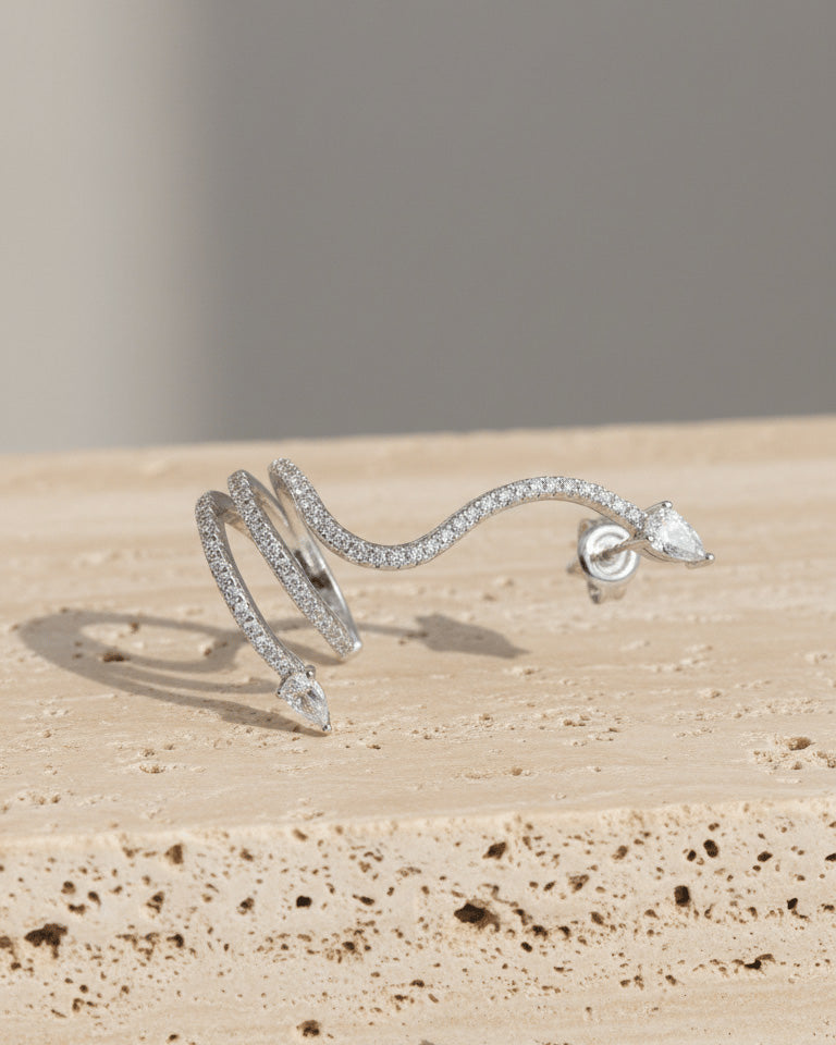 snake shape climber style earring and cuff earring.