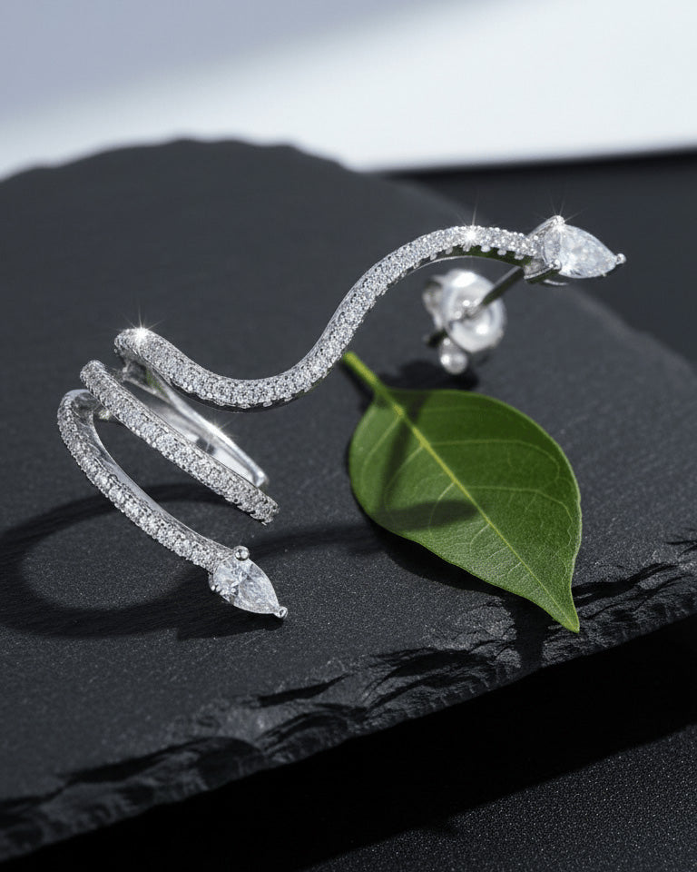 snake shape climber style earring and cuff earring.