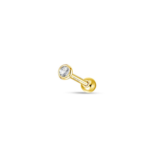 CZ in bezel setting ballback piercing.