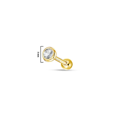 CZ in bezel setting ballback piercing.