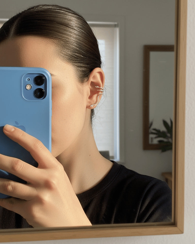 snake shape climber style earring and cuff earring.