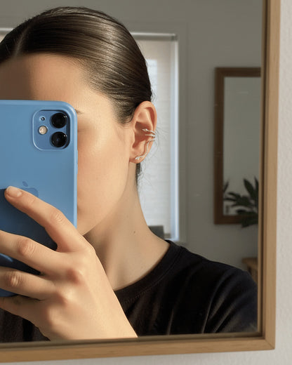 snake shape climber style earring and cuff earring.