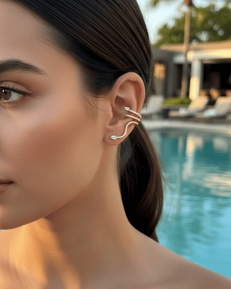 snake shape climber style earring and cuff earring.