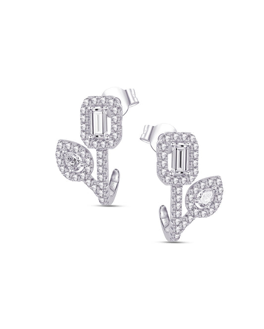 rectangular and pear shapes huggie stud hoop earrings.