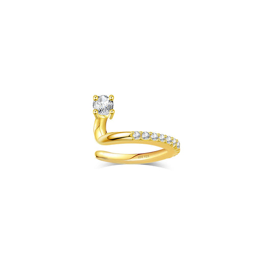 one line all-round CZ earcuff with one bigger round stone.