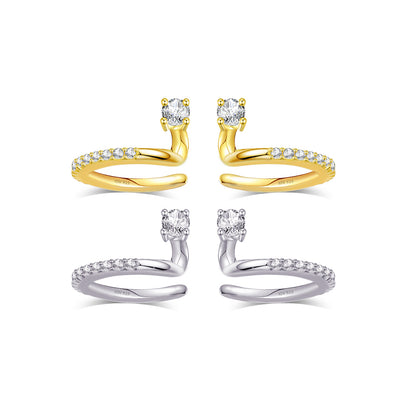 one line all-round CZ earcuff with one bigger round stone.