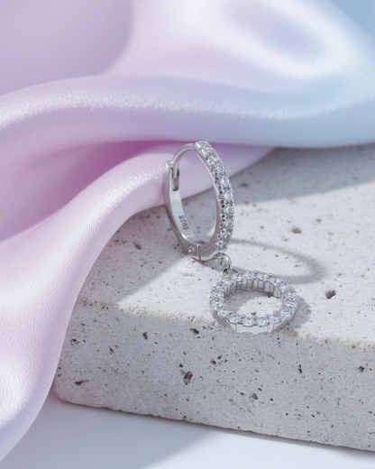 9mm CZ hoop with dangling Circle shape.
