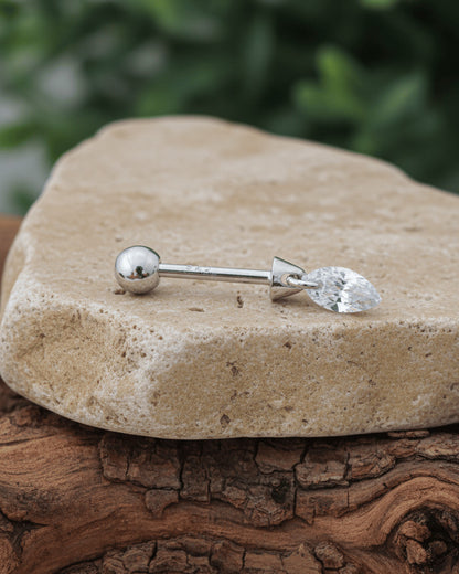 floating dangling marquise CZ stone piercing earring.