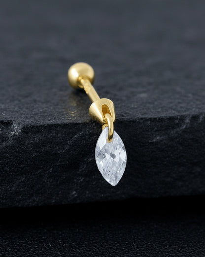 floating dangling marquise CZ stone piercing earring.