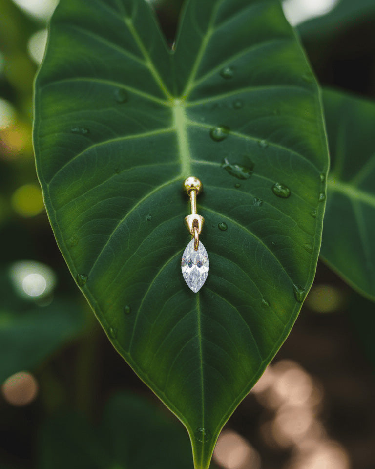 floating dangling marquise CZ stone piercing earring.