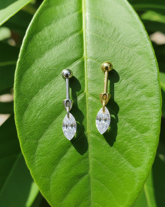 floating dangling marquise CZ stone piercing earring.