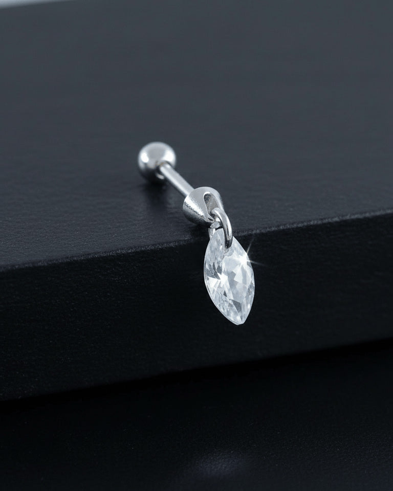 floating dangling marquise CZ stone piercing earring.