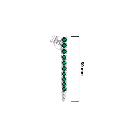 one line emerald and sapphire color stud earring.