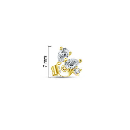 7mm three Cz stud earring.
