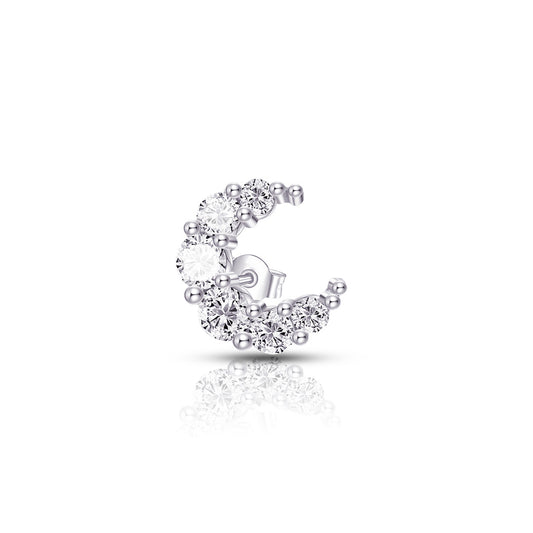CZ crescent shape stud earring.