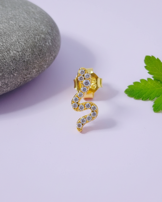 small snake shape with CZ stud earring.