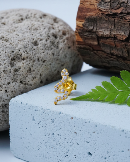 small snake shape with CZ stud earring.