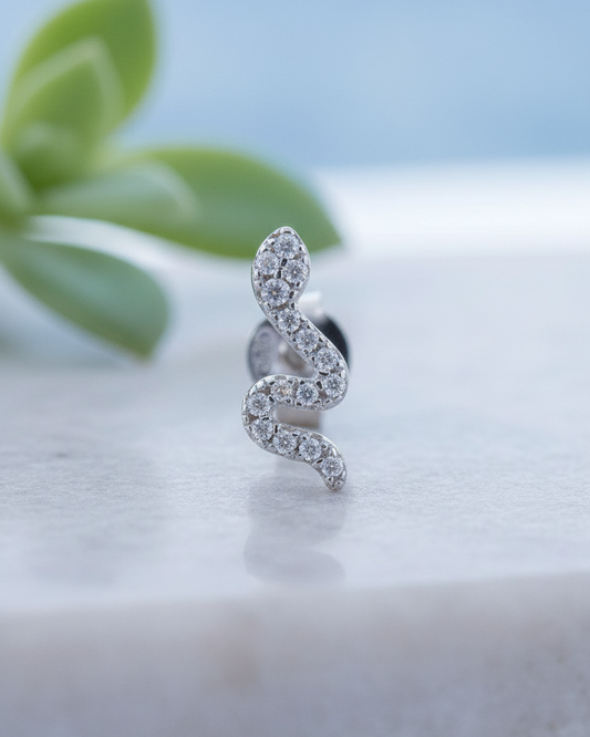small snake shape with CZ stud earring.
