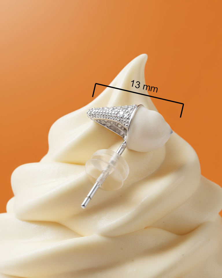 Ice cream cone shape stud earring with silicon stud.