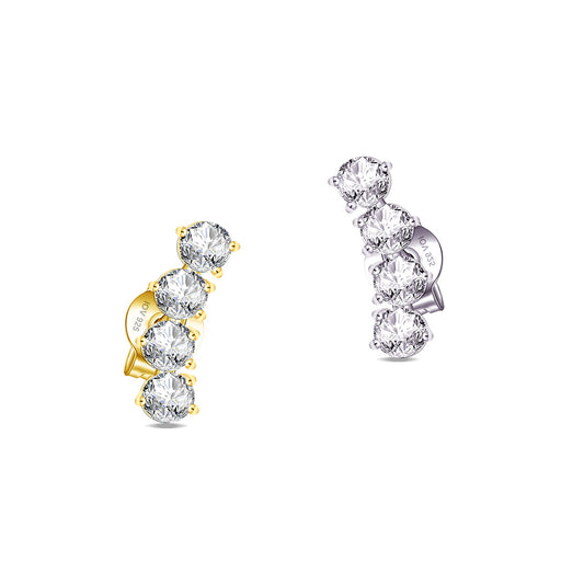 curved four stones stud earring.