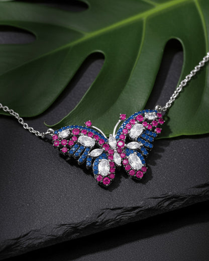 Colorful CZ butterfly necklace.