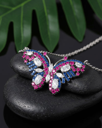 Colorful CZ butterfly necklace.