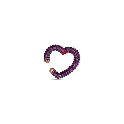 heart shape emerald and ruby earcuffs.