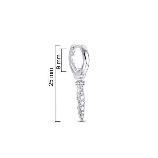 9 mm plain hoop with removable dangling CZ bar