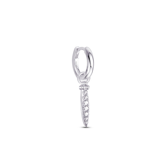 9 mm plain hoop with removable dangling CZ bar