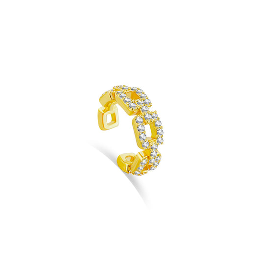 rectangular link shape earcuff studded with CZ