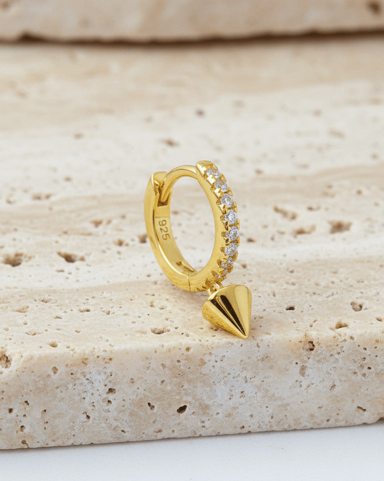 cone shape dangling hoop earring.