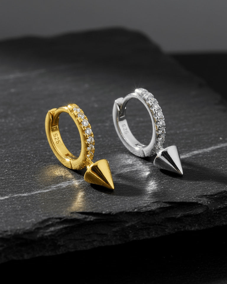 cone shape dangling hoop earring.