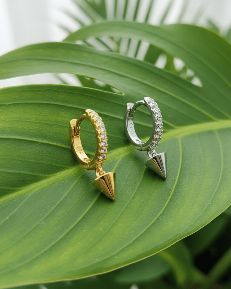 cone shape dangling hoop earring.