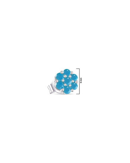 6mm round cluster of turquoise stones stud earring.