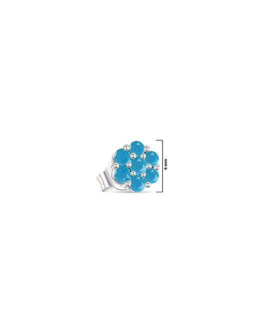 6mm round cluster of turquoise stones stud earring.