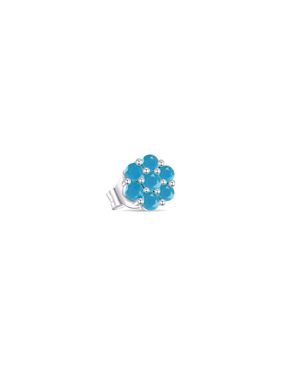 6mm round cluster of turquoise stones stud earring.