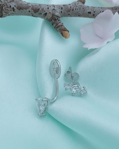Sterling Silver Dual-Wear CZ Back-to-Front Earrings