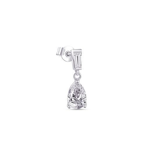 CZ taper shape with dangling pear shape stud earring.