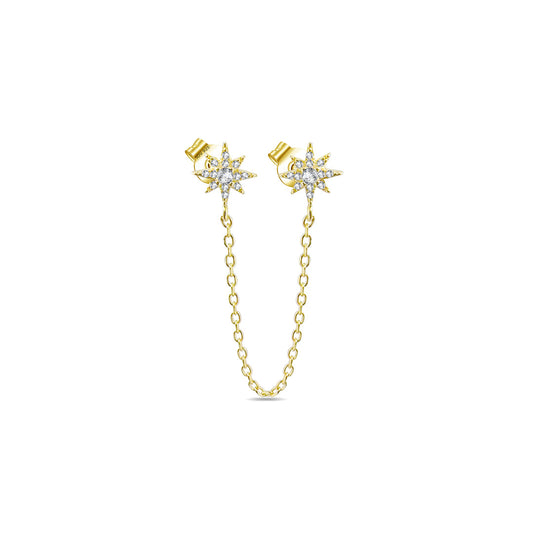 double star chain-linked stud earring.