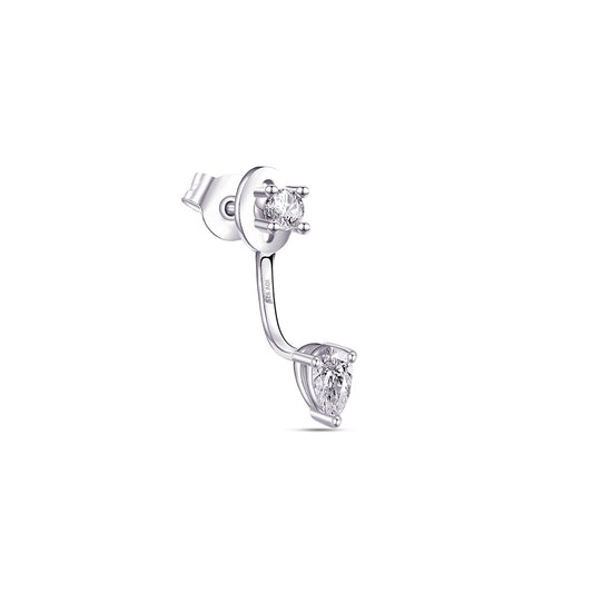 back to front round and pear shape CZ stud earring.