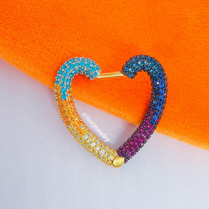 multi-colored hear shape earring.