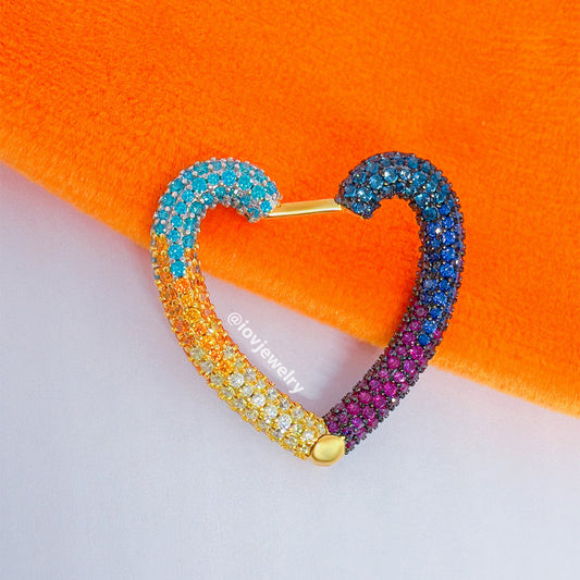 multi-colored hear shape earring.
