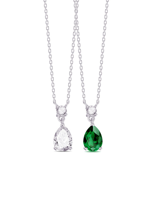 round and tear drop CZ shapes necklace.
