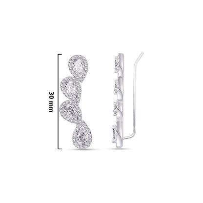 pear shapes in halo setting climber earrings